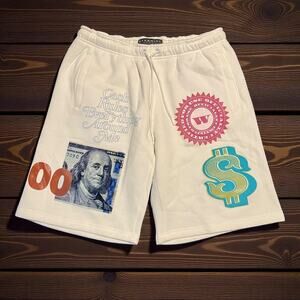 Eternity Men's XL White Graphic Sweat Shorts Casual Elastic Waist